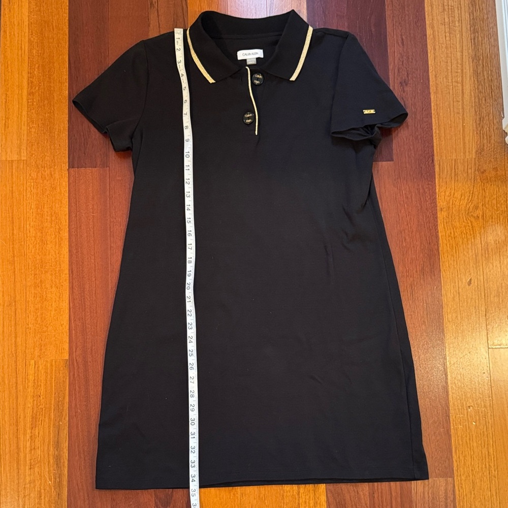 Calvin Klein | Black Polo Dress w/ Gold Accents NOWT | Size XL - Picture 7 of 8